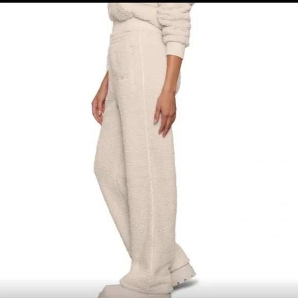 SKIMS Teddy Wide Leg Pant Women XL Bone White Good Fleece Loungewear Pajamas